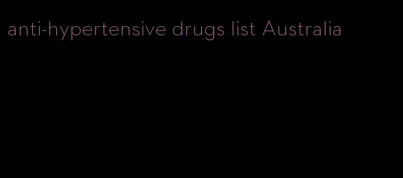 anti-hypertensive drugs list Australia