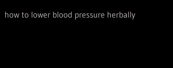 how to lower blood pressure herbally