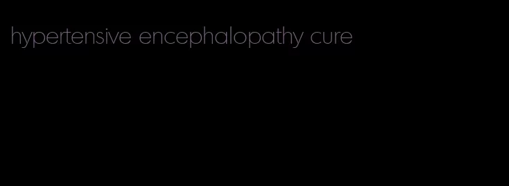 hypertensive encephalopathy cure