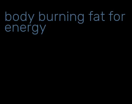 body burning fat for energy