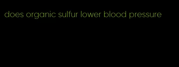 does organic sulfur lower blood pressure