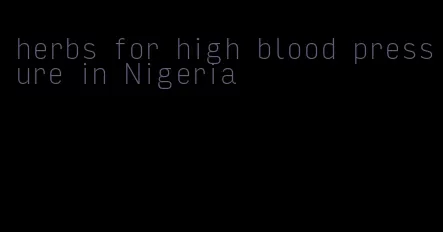 herbs for high blood pressure in Nigeria