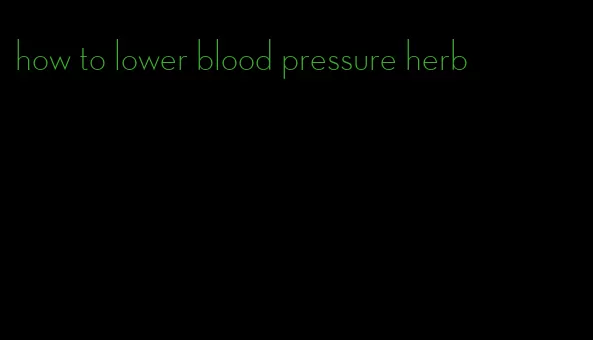 how to lower blood pressure herb