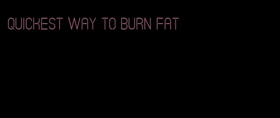 quickest way to burn fat