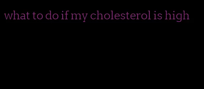 what to do if my cholesterol is high