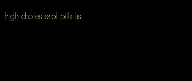 high cholesterol pills list