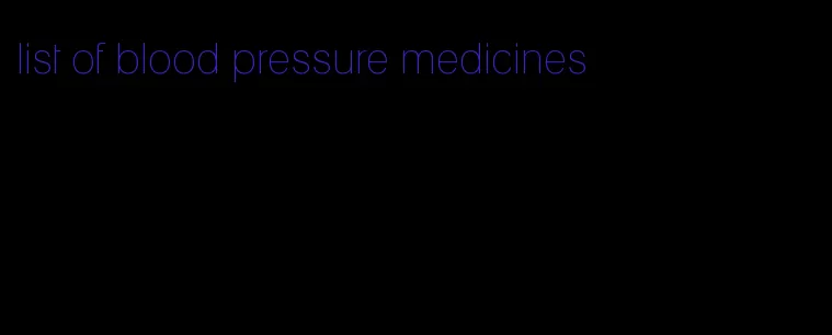 list of blood pressure medicines