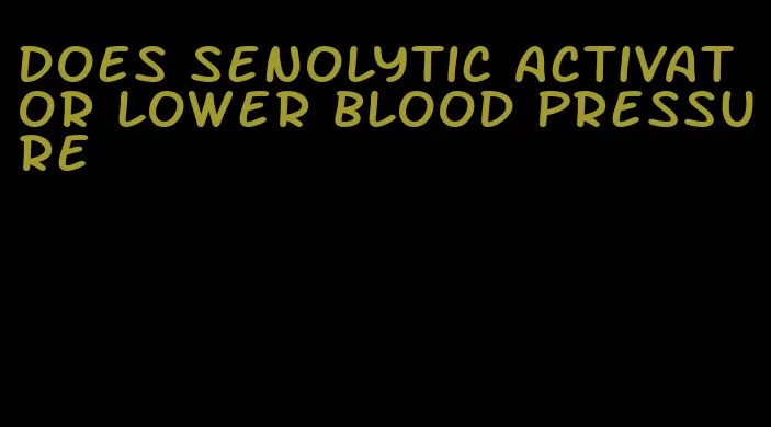does senolytic activator lower blood pressure