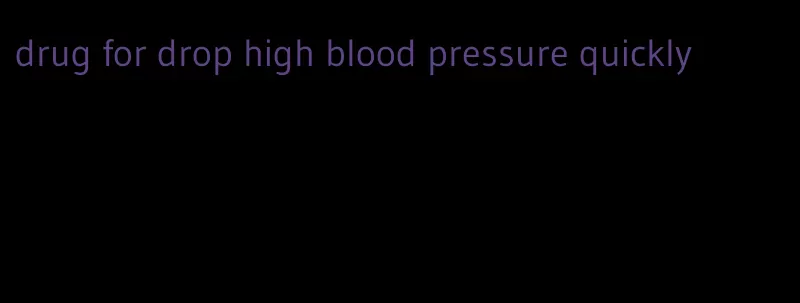 drug for drop high blood pressure quickly