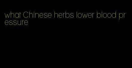 what Chinese herbs lower blood pressure