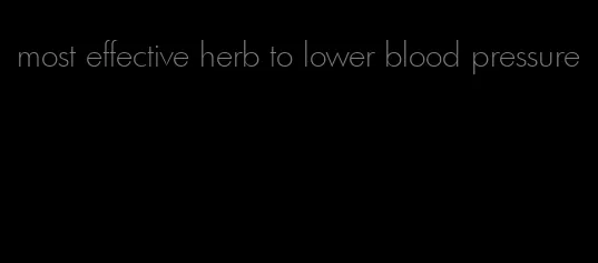 most effective herb to lower blood pressure