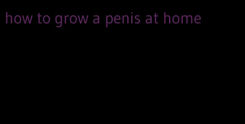 how to grow a penis at home