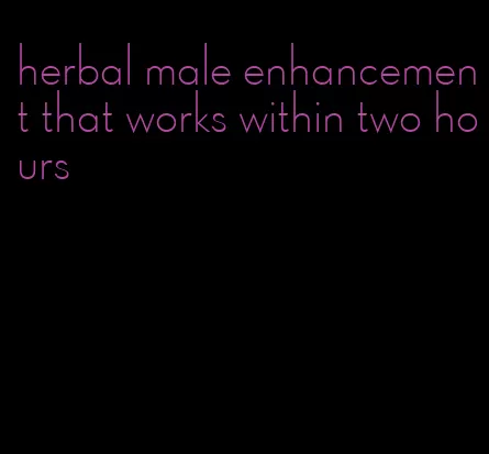 herbal male enhancement that works within two hours