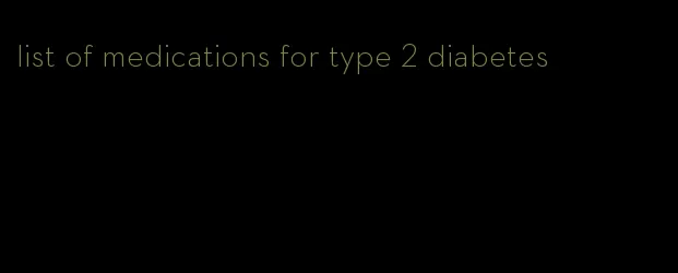 list of medications for type 2 diabetes